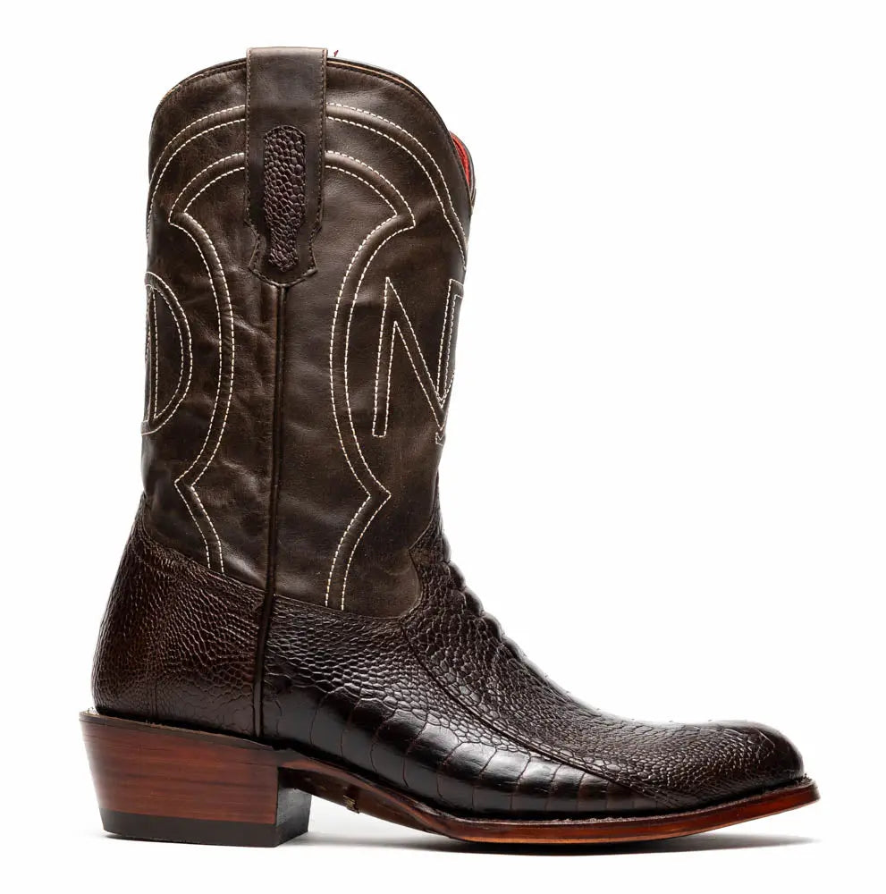 Marco Di Milano Denver Brown Genuine Ostrich Leg Cowboy Boots