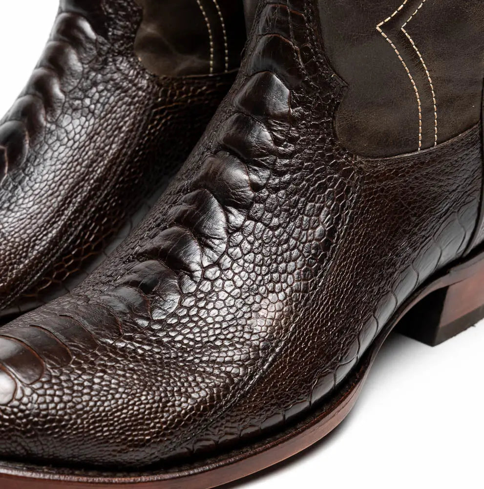 Marco Di Milano Denver Brown Genuine Ostrich Leg Cowboy Boots