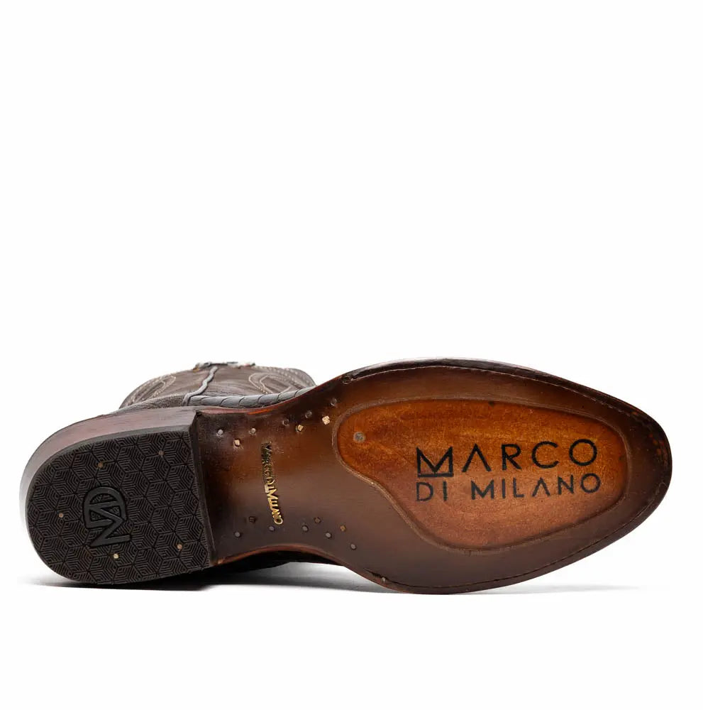 Marco Di Milano Denver Brown Genuine Ostrich Leg Cowboy Boots