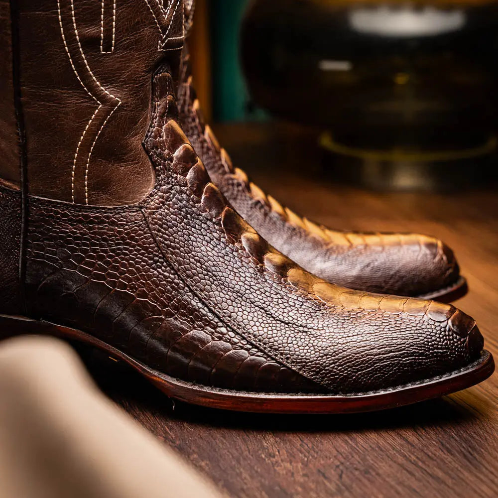 Marco Di Milano Denver Clear Brown Genuine Ostrich Leg Cowboy Boots