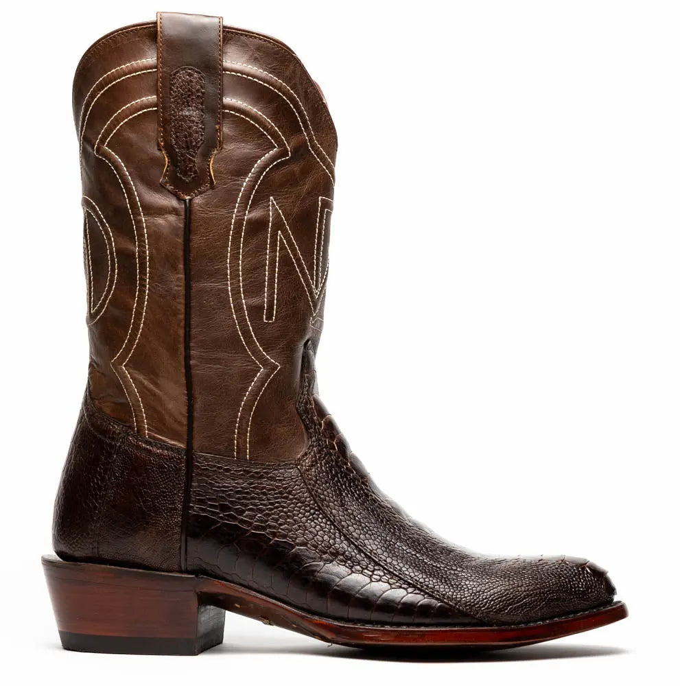 Marco Di Milano Denver Clear Brown Genuine Ostrich Leg Cowboy Boots