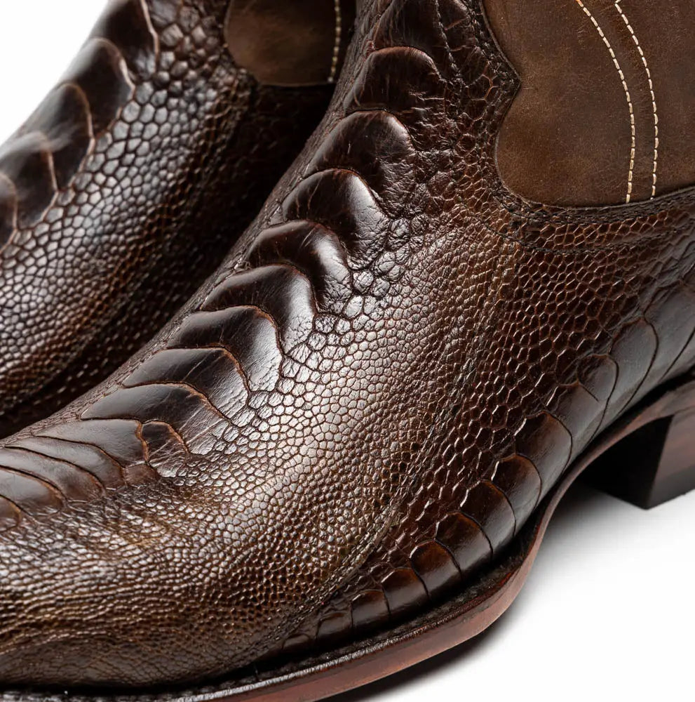 Marco Di Milano Denver Clear Brown Genuine Ostrich Leg Cowboy Boots