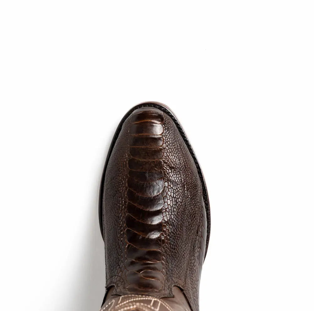 Marco Di Milano Denver Clear Brown Genuine Ostrich Leg Cowboy Boots