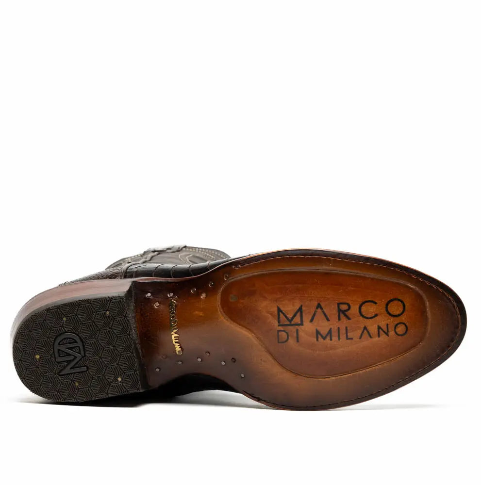 Marco Di Milano Denver Clear Brown Genuine Ostrich Leg Cowboy Boots