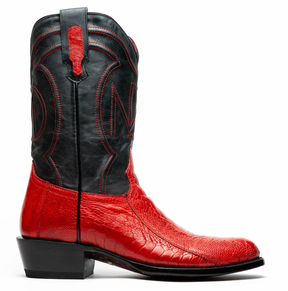 Marco Di Milano Denver Red Genuine Ostrich Leg Cowboy Boots