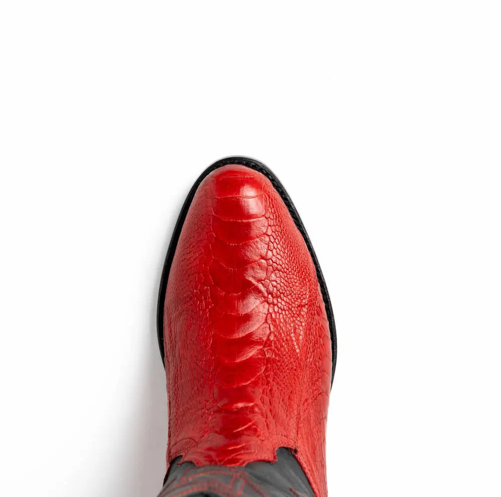 Marco Di Milano Denver Red Genuine Ostrich Leg Cowboy Boots