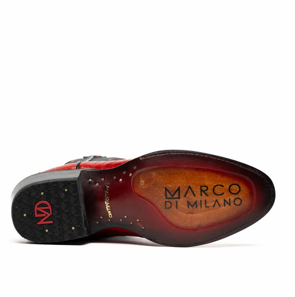 Marco Di Milano Denver Red Genuine Ostrich Leg Cowboy Boots