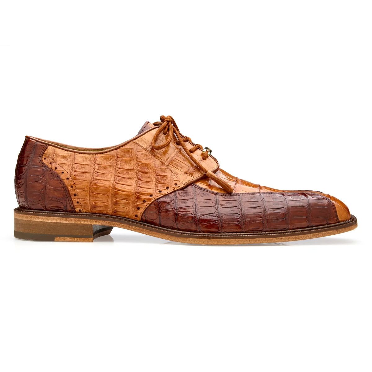 Belvedere Domenico R108 Saddle/Antique Walnut Genuine Two-Tone Caiman Crocodile Oxfords