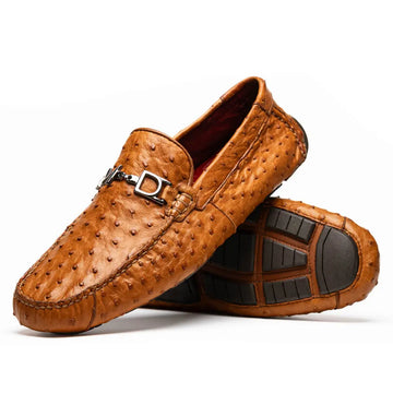 Marco Di Milano Bolonia Brandy Genuine Ostrich Loafers