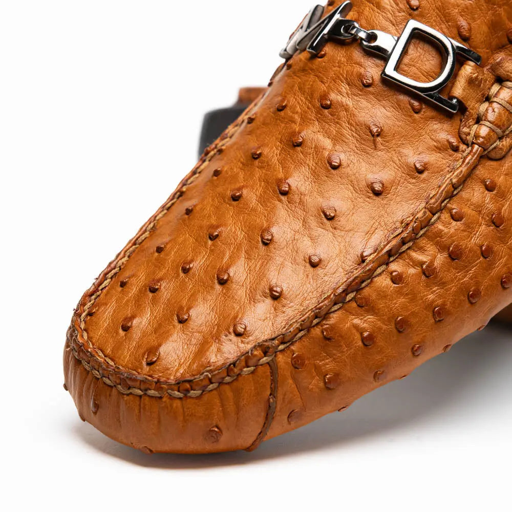 Marco Di Milano Bolonia Brandy Genuine Ostrich Loafers