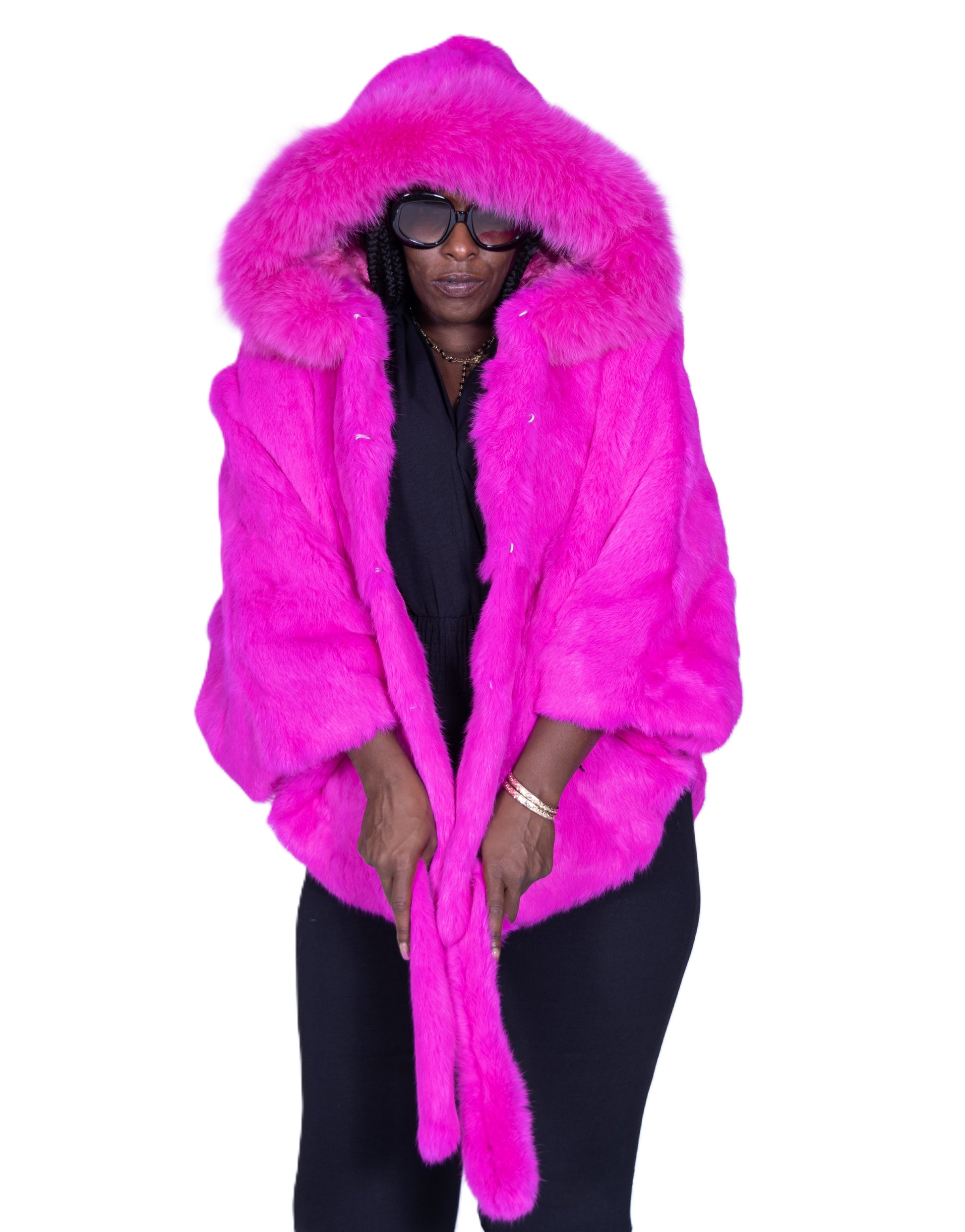 Verona Women's W05C07 Fuschia Genuine Rabbit Poncho