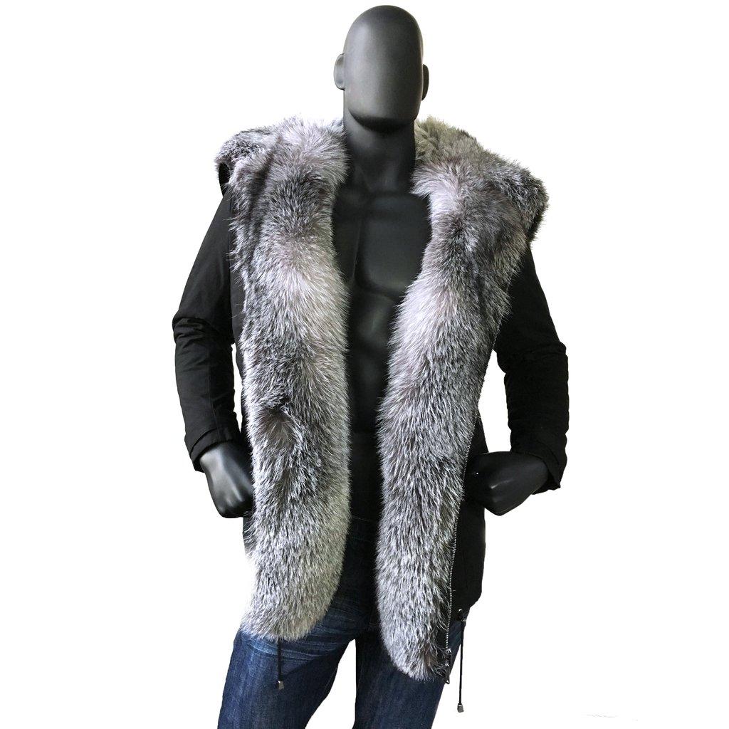 Jakewood 8020 Black Cotton Parka With Fox Fur Trimming Style