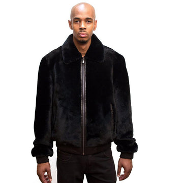 Jakewood 450 Black Genuine Sheepskin Bomber Jacket