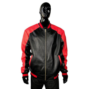 Jakewood 2050 Black/Red Genuine Python Bomber Motorcycle Jacket