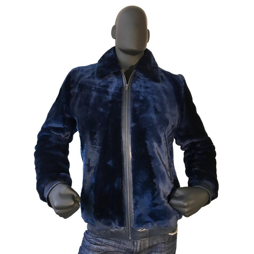 Jakewood 450 Blue Genuine Sheepskin Bomber Jacket