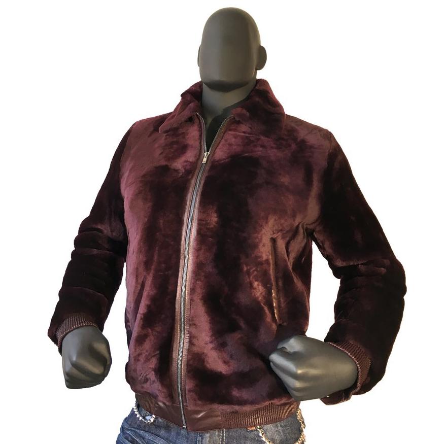 Jakewood 450 Burgundy Genuine Sheepskin Bomber Jacket