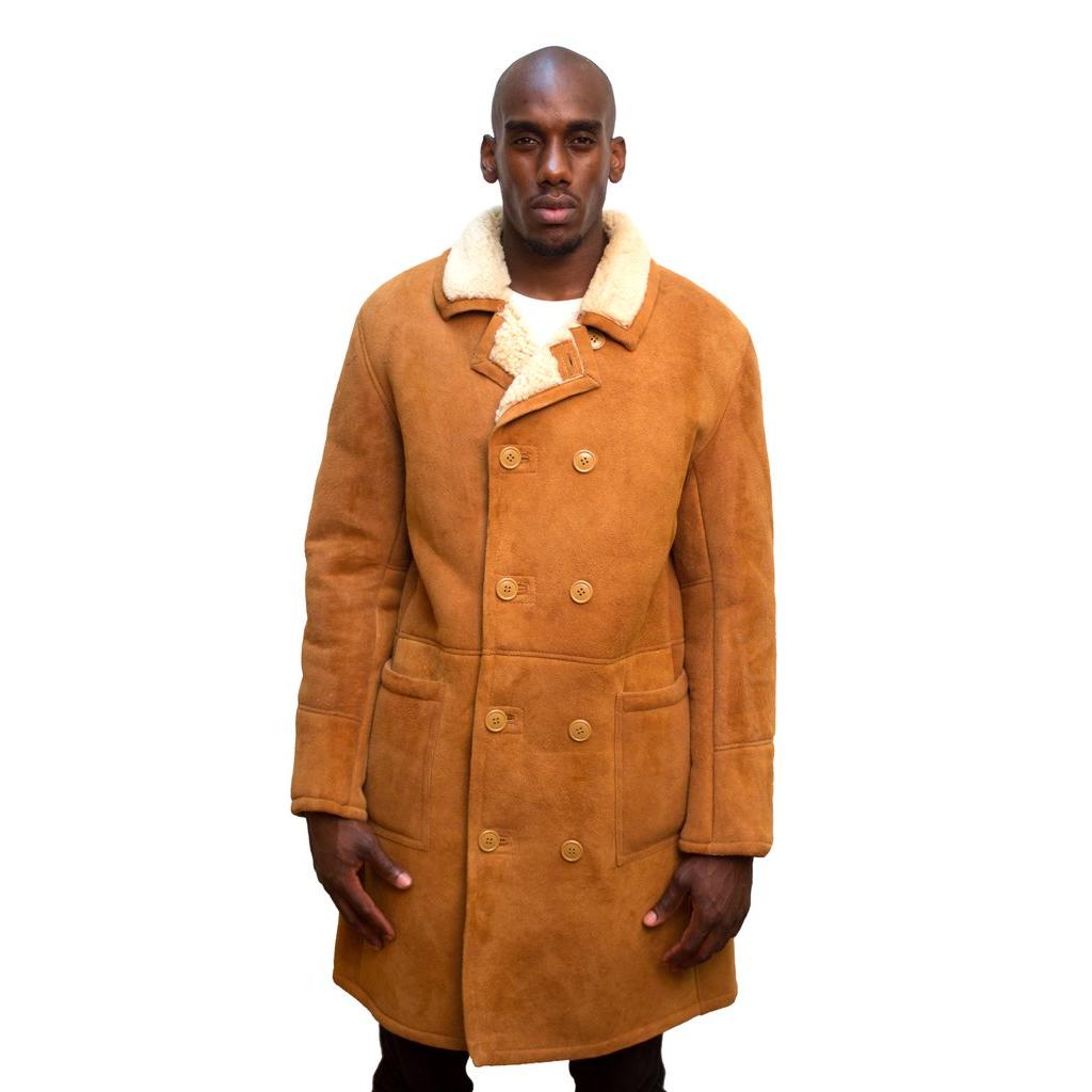 Jakewood 6100 Cognac Sheepskin Trench Long Coat