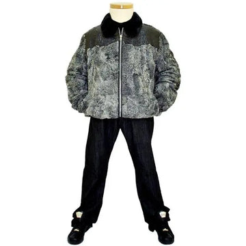 Jakewood 2400 Genuine Alligator/Persian Shearling Lamb Wool Jacket With Mink Fur Collar