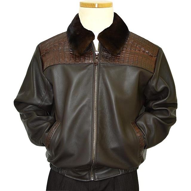 Jakewood 2055/1 Genuine Hornback Alligator Jacket With Mink Fur Collar