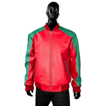 Jakewood 2050 Green/Red Genuine Python Bomber Motorcycle Jacket