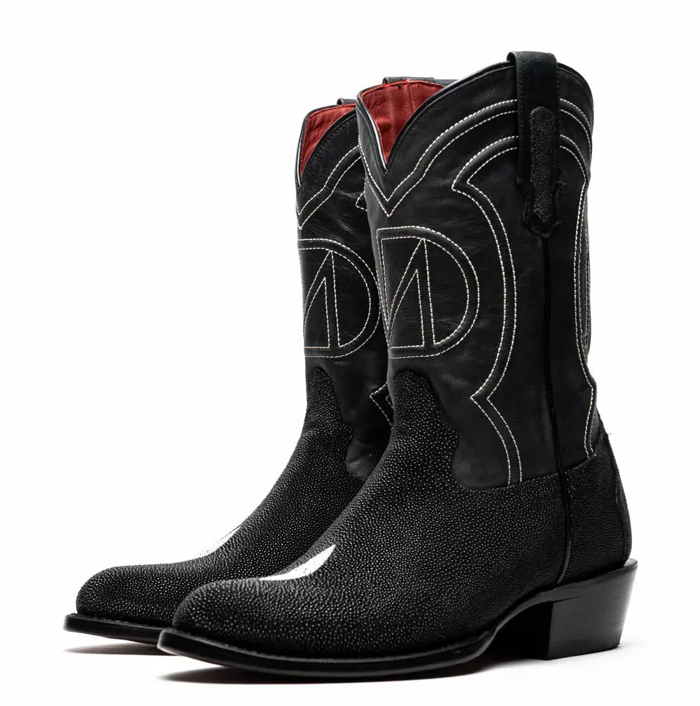 Marco Di Milano Georgia Black Genuine Stingray Cowboy Boots