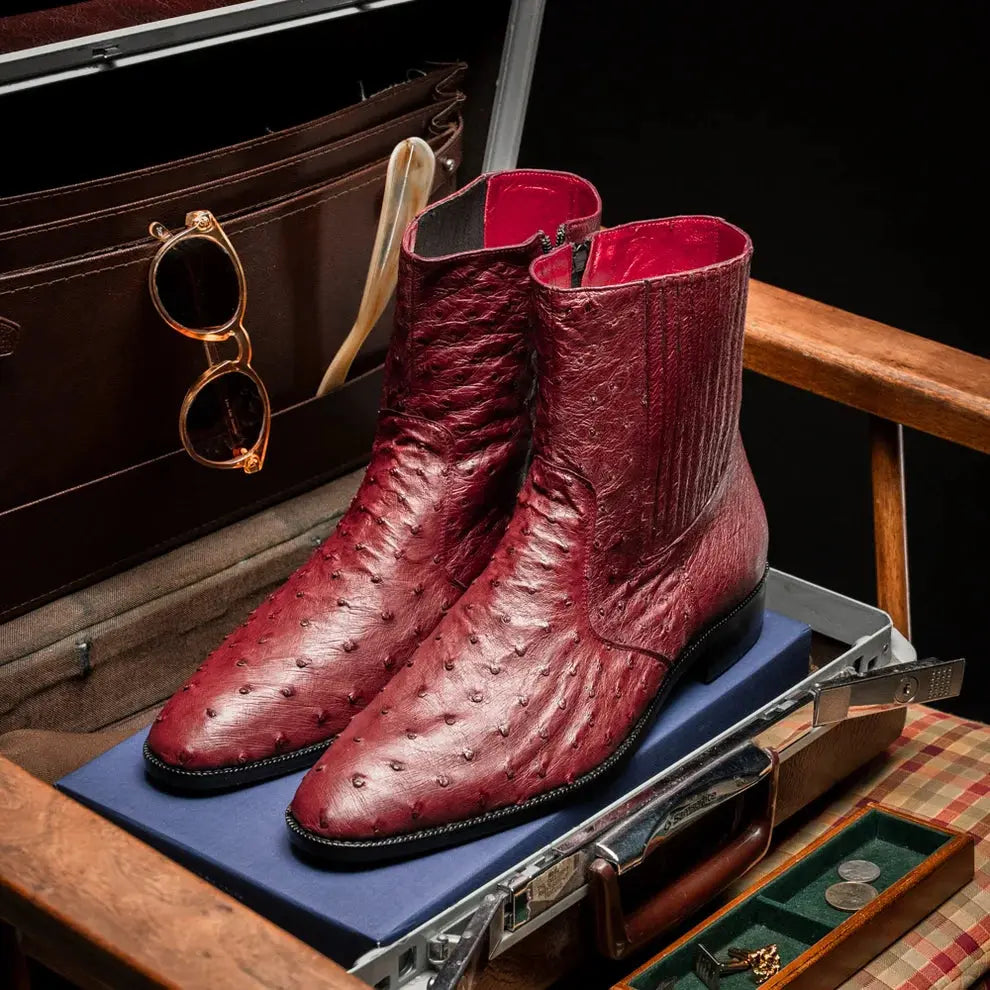 Marco Di Milano Giorgio Wine Genuine Ostrich Boots