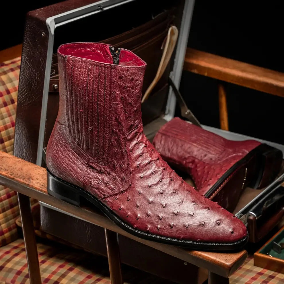 Marco Di Milano Giorgio Wine Genuine Ostrich Boots