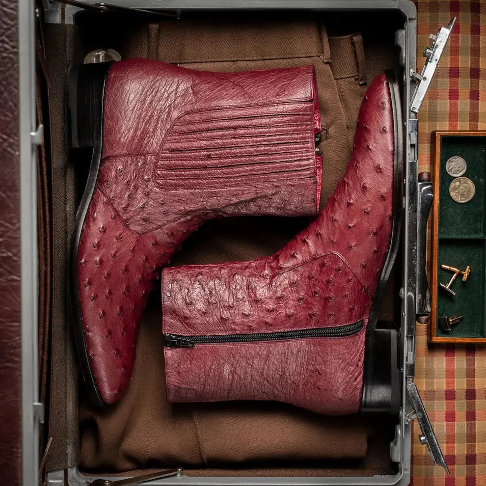 Marco Di Milano Giorgio Wine Genuine Ostrich Boots
