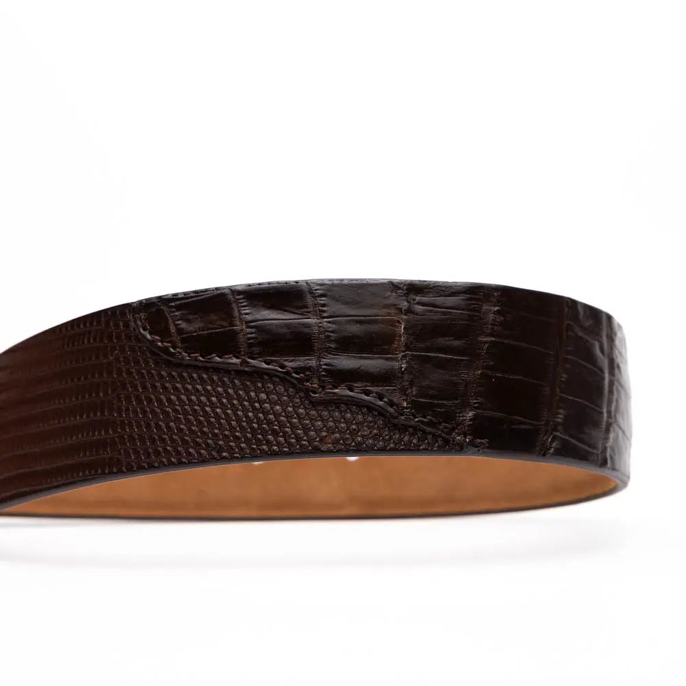 Marco Di Milano Giovanni Brown Genuine Lizard/Caiman Crocodile Belt