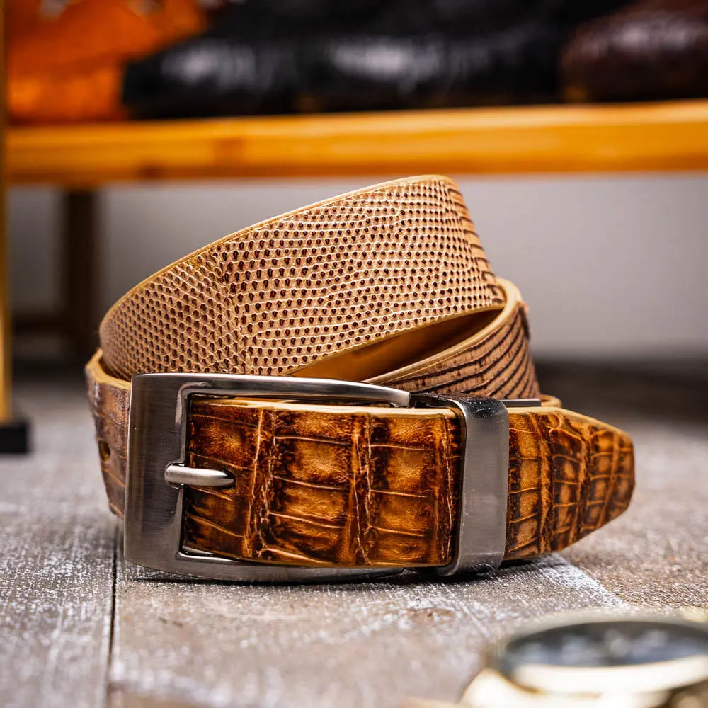 Marco Di Milano Giovanni Orix Pantano Genuine Lizard/Caiman Crocodile Belt