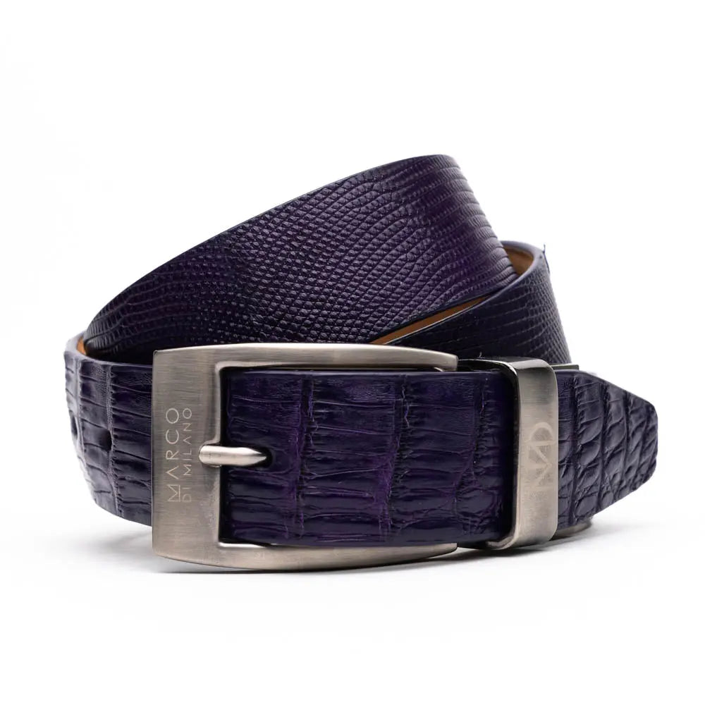 Marco Di Milano Giovanni Purple Genuine Lizard/Caiman Crocodile Belt