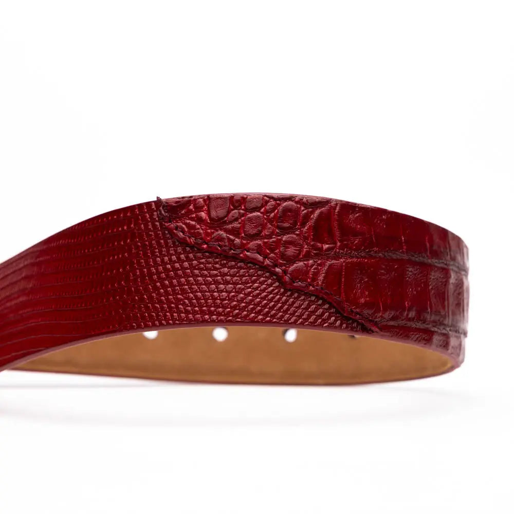 Marco Di Milano Giovanni Red Genuine Lizard/Caiman Crocodile Belt