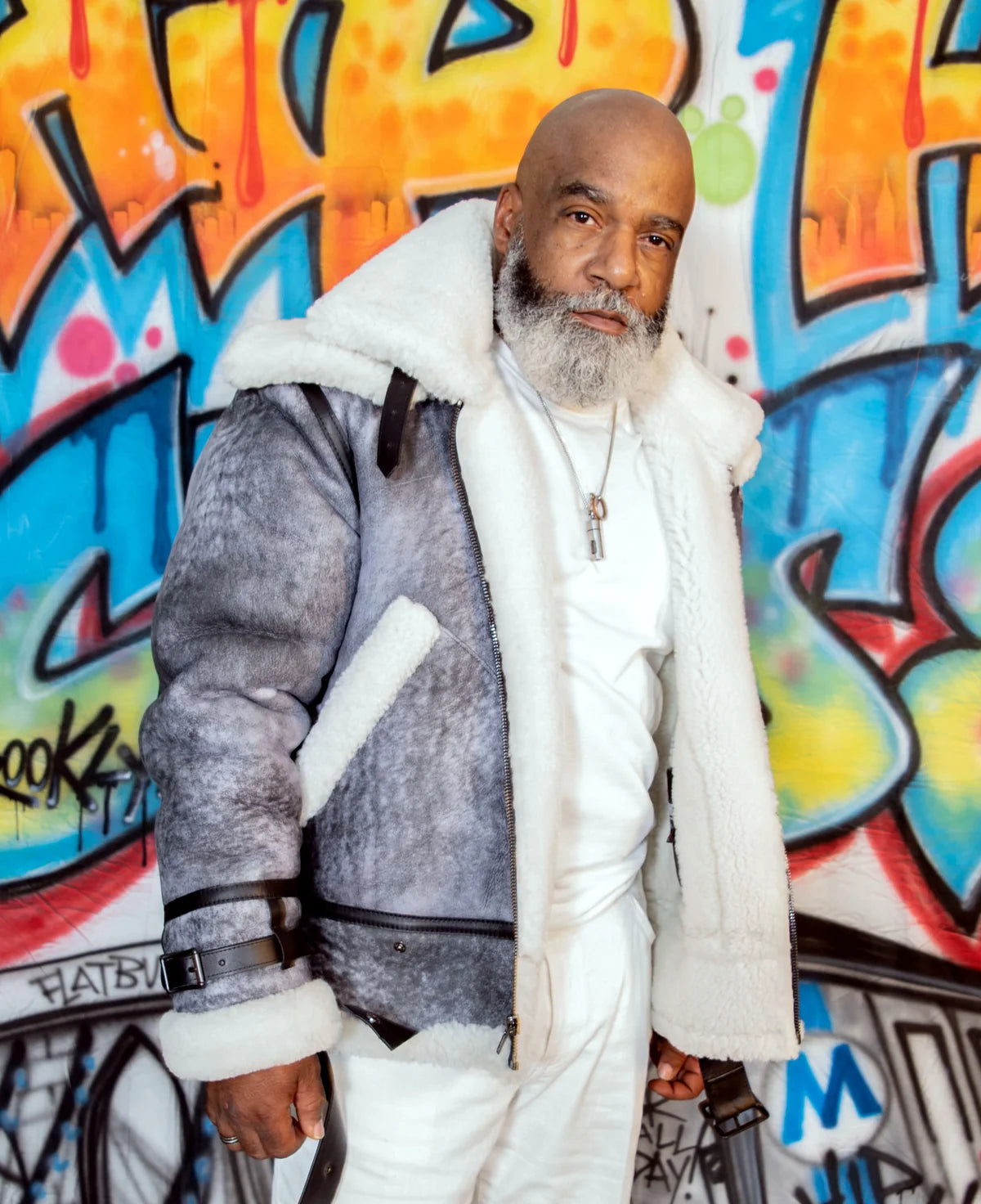 Jakewood 808 Crispy Grey Genuine Sheepskin Double Collar Bomber Jacket
