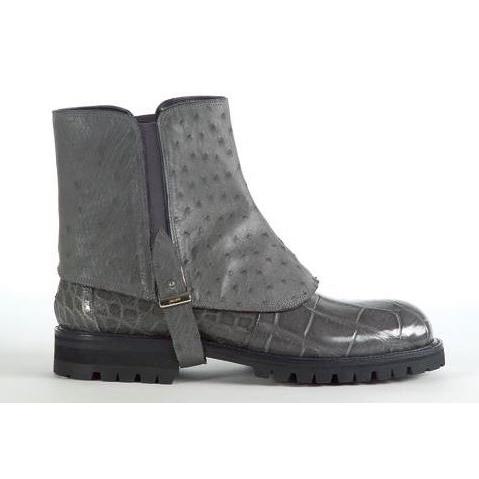 Mauri Medium Grey Genuine Quill Ostrich/Alligator