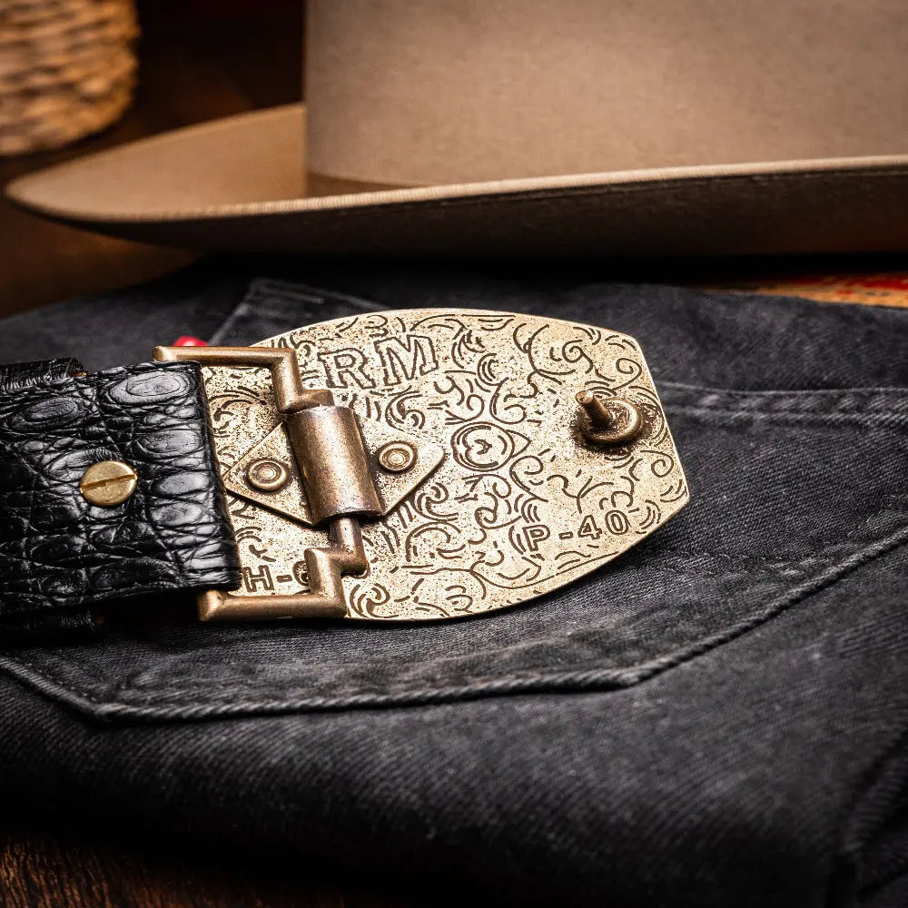 Marco Di Milano Iowa Black Genuine Caiman Crocodile Belt