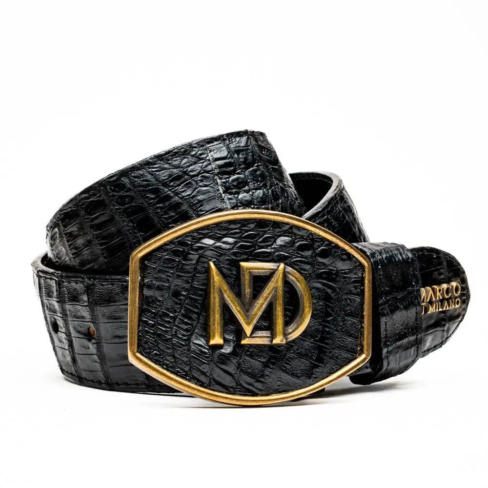 Marco Di Milano Iowa Black Genuine Caiman Crocodile Belt