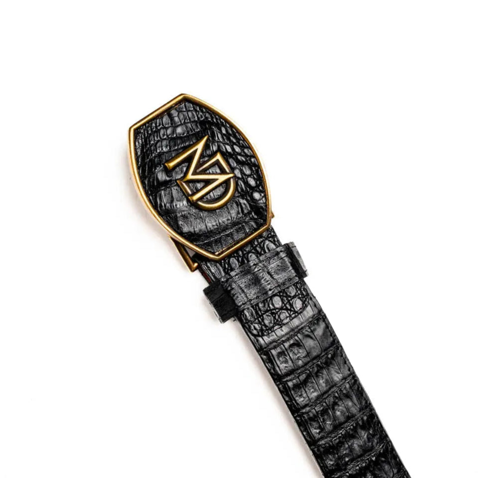 Marco Di Milano Iowa Black Genuine Caiman Crocodile Belt
