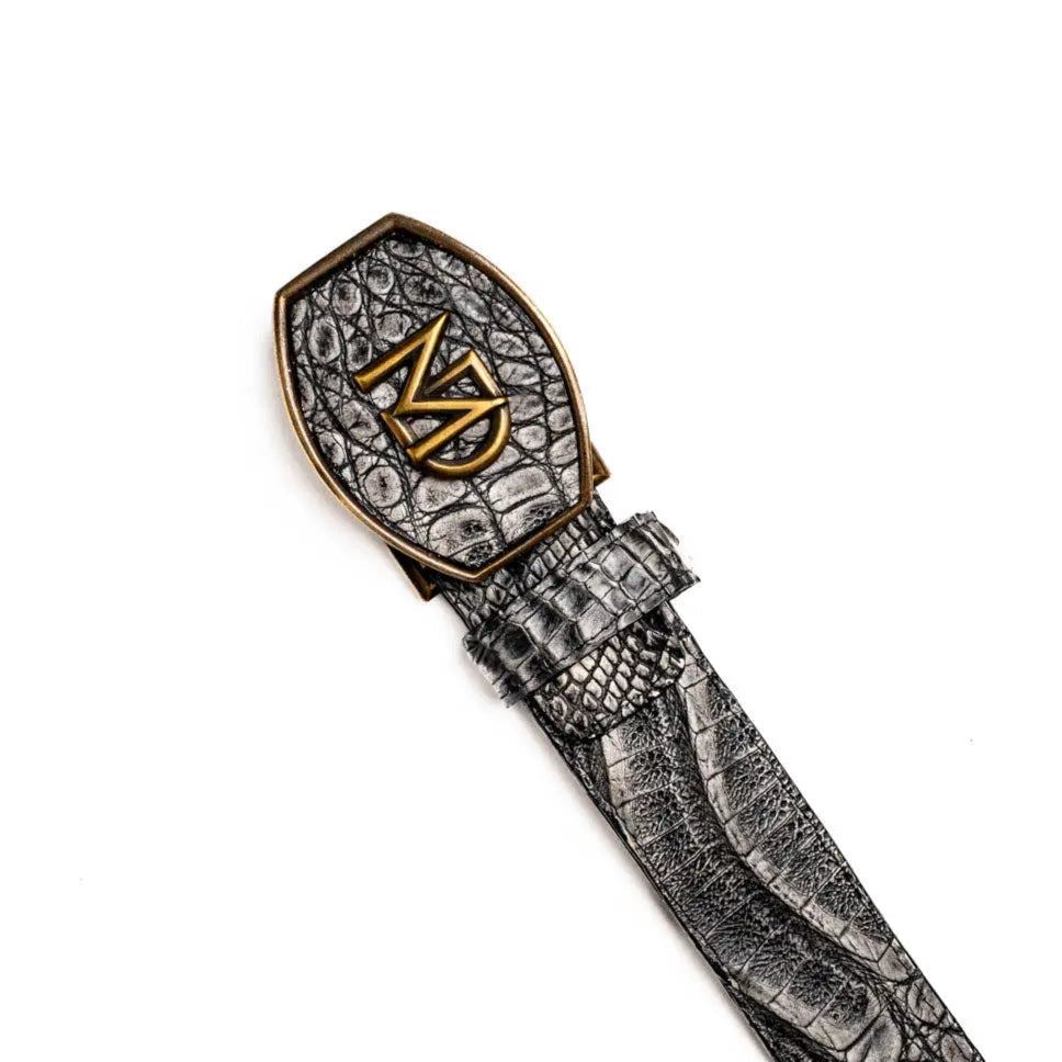Marco Di Milano Iowa Stone Gray Genuine Caiman Crocodile Belt
