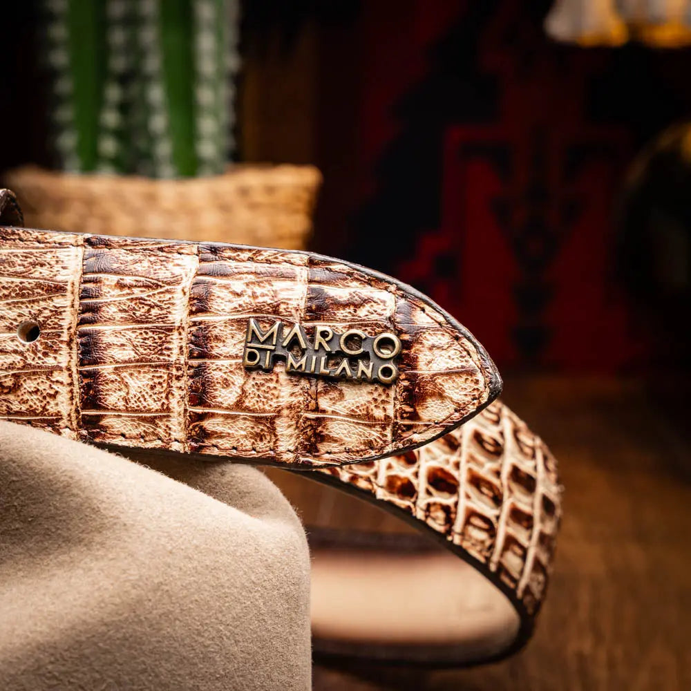 Marco Di Milano Iowa Stone Orix Genuine Caiman Crocodile Belt