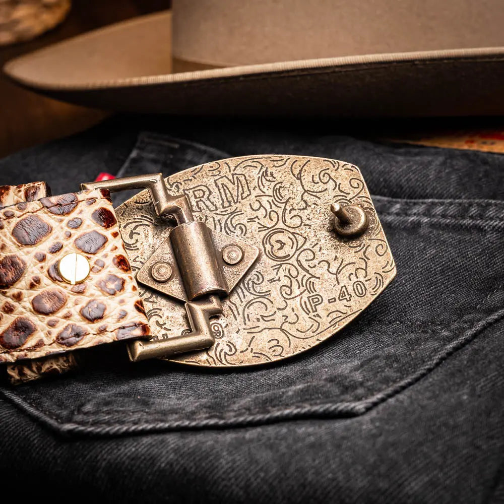 Marco Di Milano Iowa Stone Orix Genuine Caiman Crocodile Belt