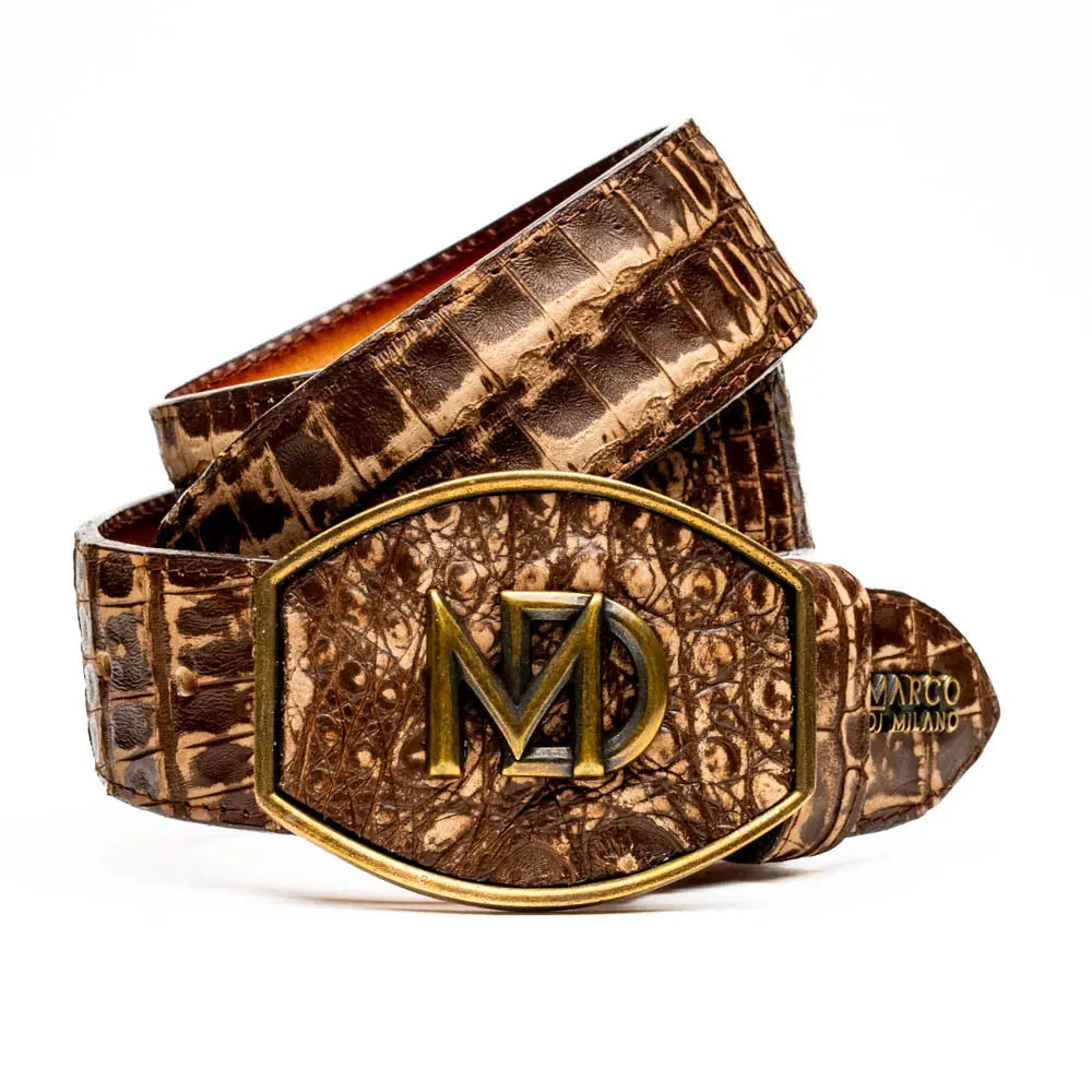 Marco Di Milano Iowa Stone Brown Genuine Caiman Crocodile Belt