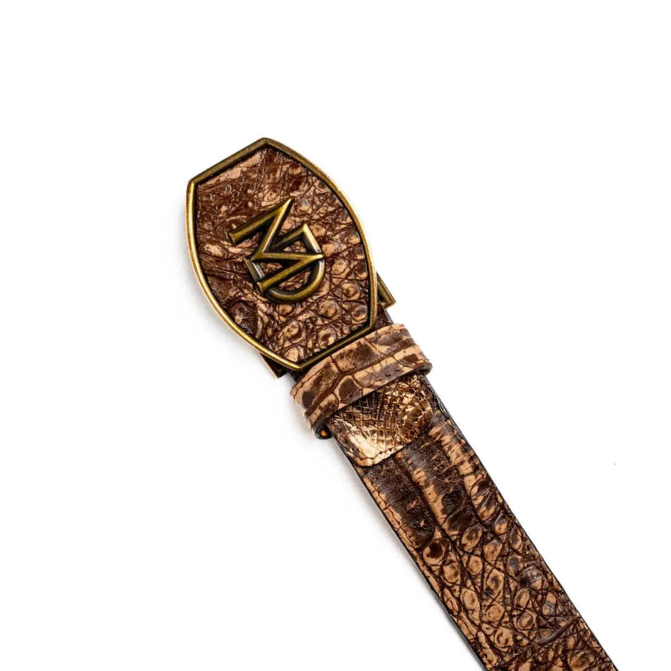 Marco Di Milano Iowa Stone Brown Genuine Caiman Crocodile Belt