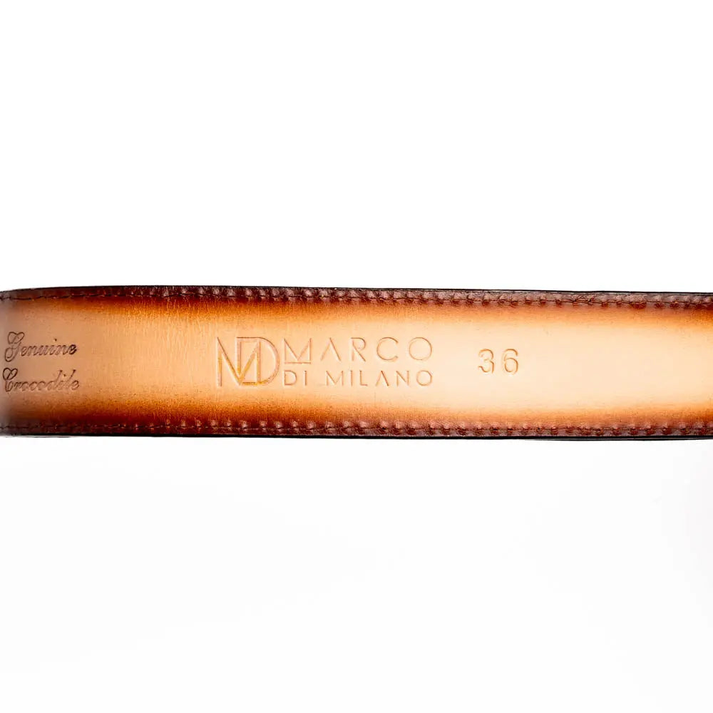 Marco Di Milano Iowa Stone Brown Genuine Caiman Crocodile Belt