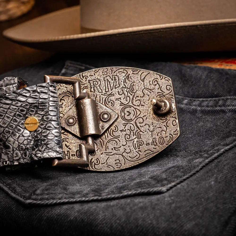 Marco Di Milano Iowa Stone Gray Genuine Caiman Crocodile Belt