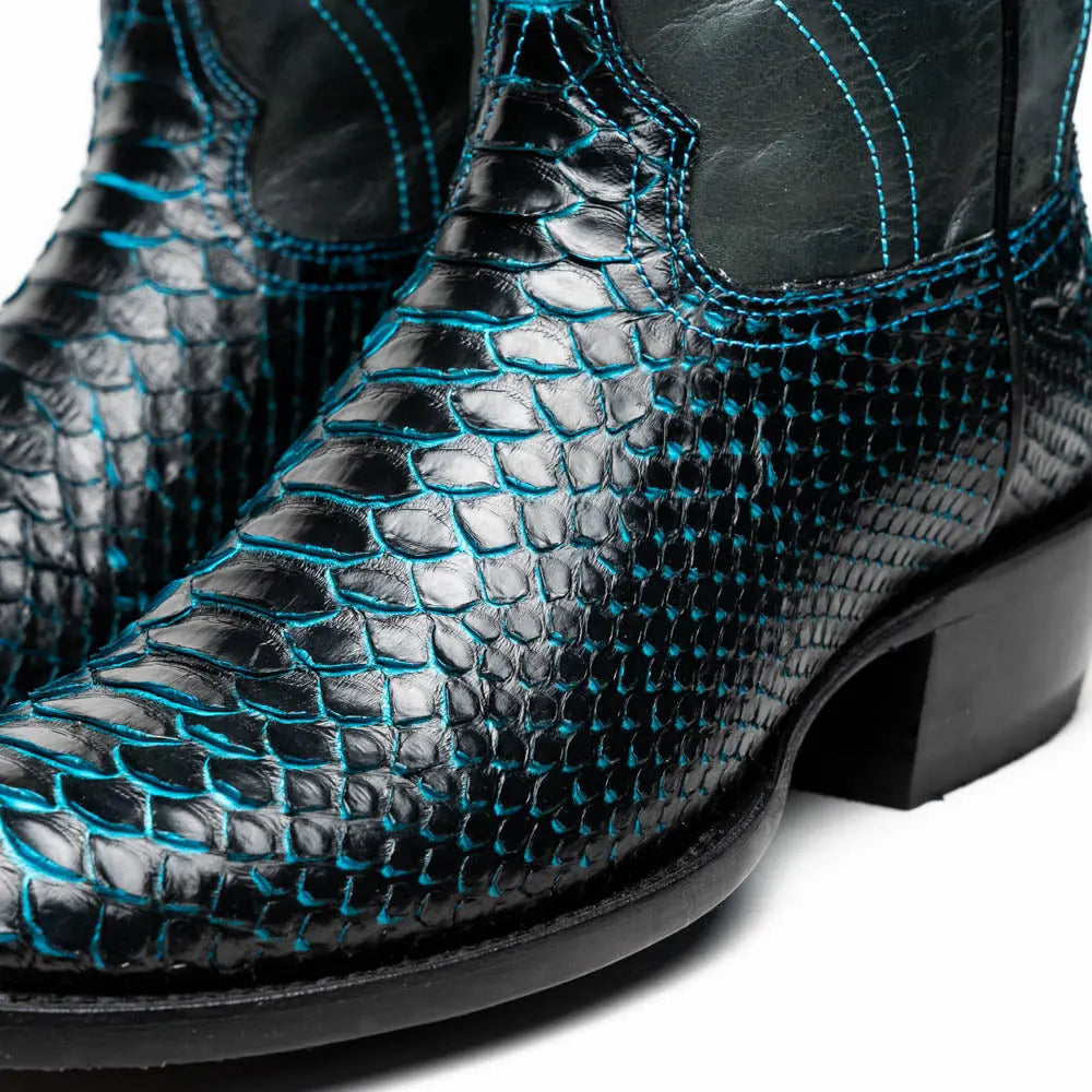 Marco Di Milano Kansas Black/Blue Genuine Python Cowboy Boots