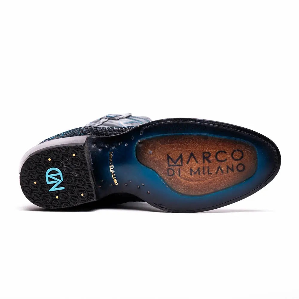 Marco Di Milano Kansas Black/Blue Genuine Python Cowboy Boots