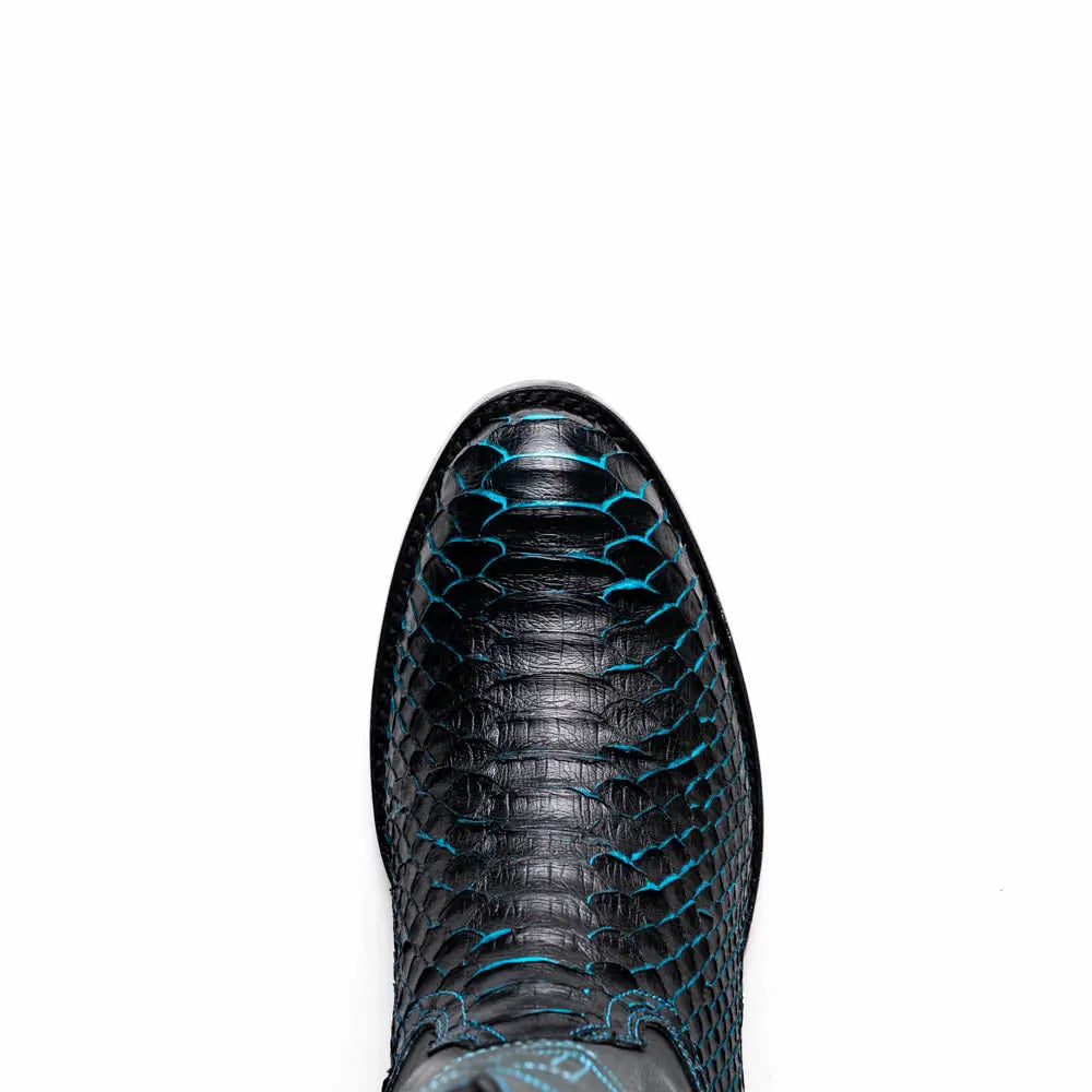 Marco Di Milano Kansas Black/Blue Genuine Python Cowboy Boots