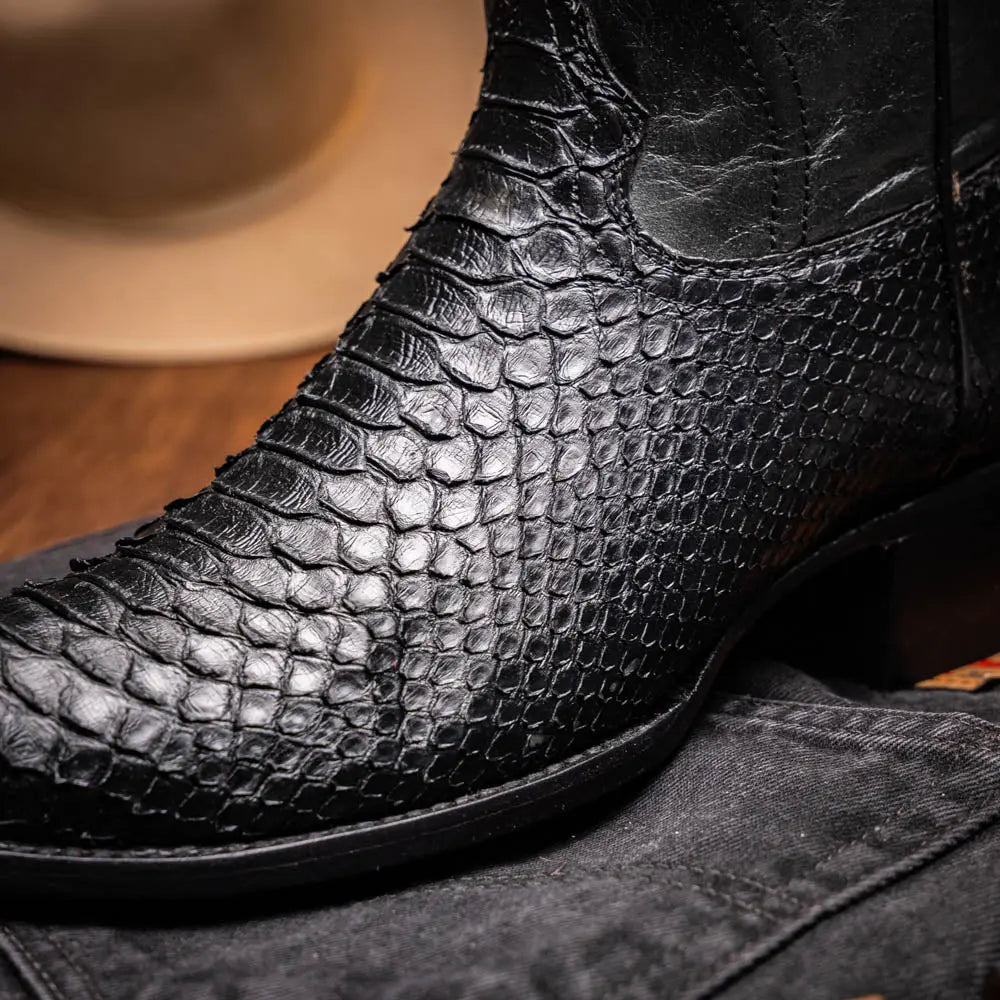 Marco Di Milano Kansas Black Genuine Python Cowboy Boots