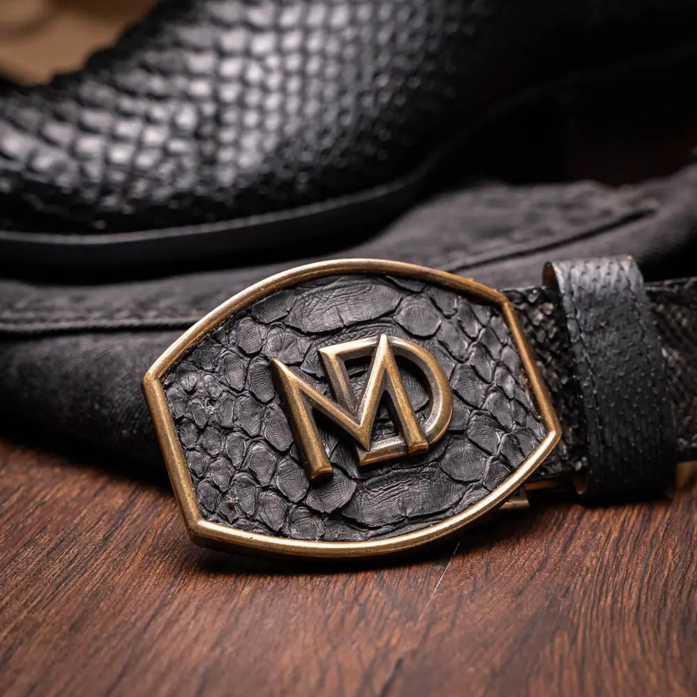 Marco Di Milano Kansas Black Genuine Python Cowboy Boots