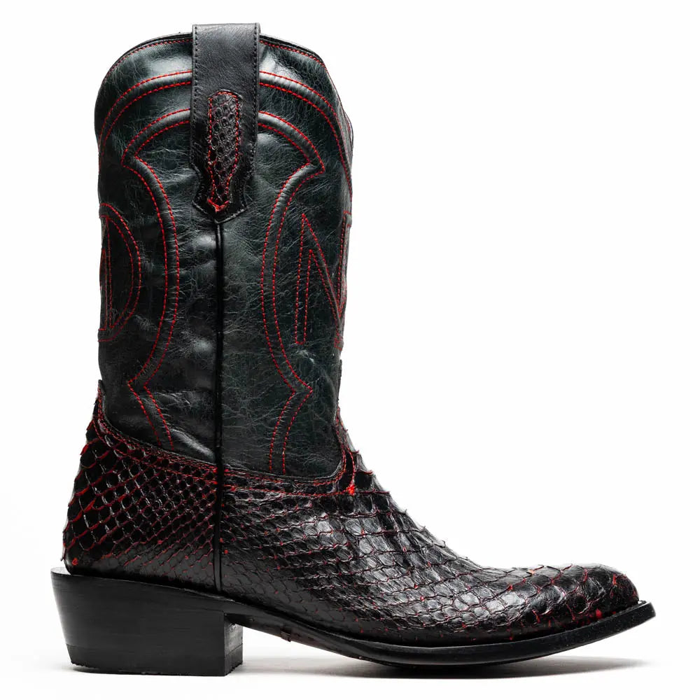 Marco Di Milano Kansas Black Cherry Genuine Python Cowboy Boots